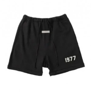 Essentials 8th Kollektion 1977 Flocking Letter Kurze Hose Schwarz | 1735-MVCSG