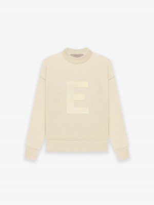 Essentials Crewneck Egg Shell Sweatshirt Kinder Beige | 6289-ETAJB