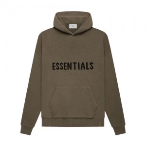 Essentials Fear of God Knit Pullover Hoodie Braun | 1962-DRKXC