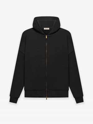 Essentials Fleece Zip Up Hoodie Schwarz | 5872-FZKWO