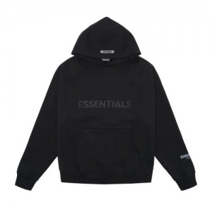 Essentials Pullover Applique Logo Hoodie Schwarz | 3921-WCOGH