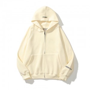Essentials Reflective Print Zip-up Oversized Hoodie Weiß | 3491-ZCOTS