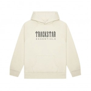 Essentials Trackstar Graphic Hoodie Beige | 2345-JQRSN