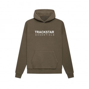 Essentials Trackstar Graphic Hoodie Dunkelbraun | 9104-YDHKE