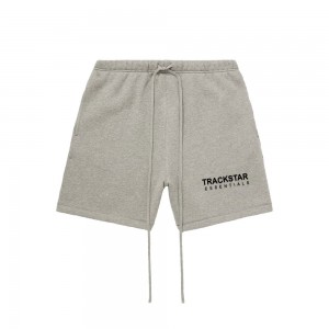 Essentials Trackstar Logo-Tab Gerippt Woven Kurze Hose Gray | 8520-PYSMT