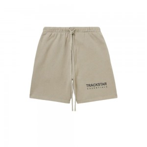 Essentials Trackstar London Black Logo Lounge Kurze Hose Braun | 4012-KNPSR