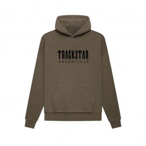 Essentials Trackstar Premium Hoodie Dunkelbraun | 2548-EVBRF
